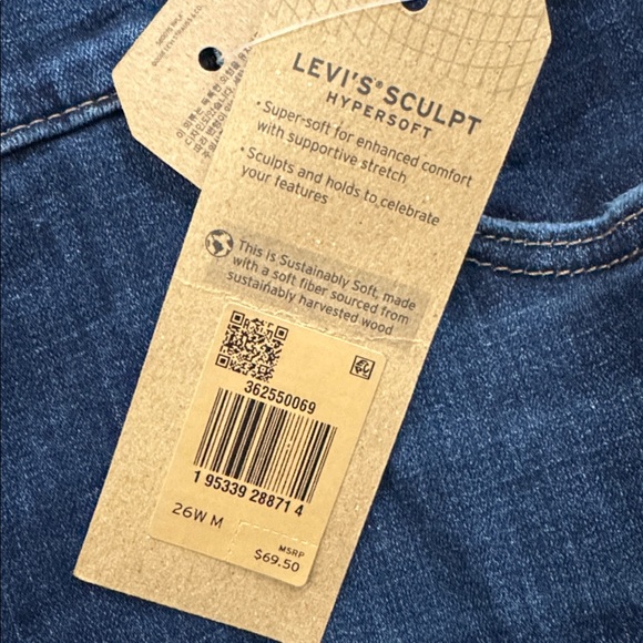 NEW LEVI’S 711 PLUS SIZE SKINNY MID RISE DESTRUCTED ANKLE JEANS - Picture 12 of 14